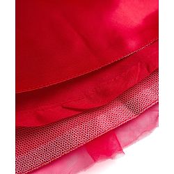 Babyhug Mesh Woven Sleeveless Party Dress With 3D Flower Detailing & Cotton Lining - Red