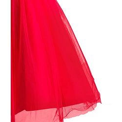 Babyhug Mesh Woven Sleeveless Party Dress With 3D Flower Detailing & Cotton Lining - Red