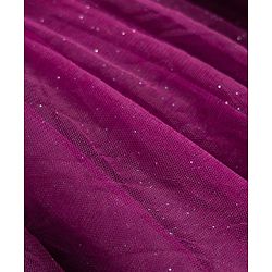 Babyhug 5 Layers Fit & Flare Half Sleeves Glitter Mesh Party Dress with Bow Deatiling and Cotton Lining - Wine