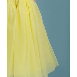 Babyhug Mesh Woven Sleeveless Party Dress With Floral Corsage - Yellow