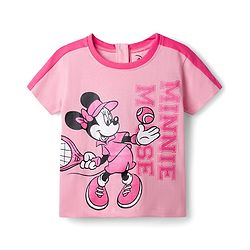 Babyhug Disney Single Jersey Knit Half Sleeves Top & Skirt Set With Minnie Mouse Graphics - Pink