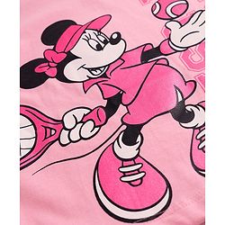 Babyhug Disney Single Jersey Knit Half Sleeves Top & Skirt Set With Minnie Mouse Graphics - Pink