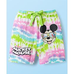Babyhug Disney Single Jersey Knit Half Sleeves Tie & Dye T-Shirt & Shorts Set with Mickey Mouse Graphic - Multicolor