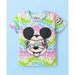 Babyhug Disney Single Jersey Knit Half Sleeves Tie & Dye T-Shirt & Shorts Set with Mickey Mouse Graphic - Multicolor