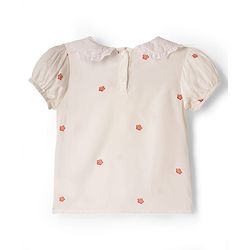 Babyhug 100% Cotton Woven Half Sleeves Frock & Inner Tee With Floral Embroidered - Blue
