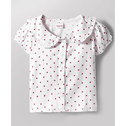 Babyhug Cotton Woven Half Puffed Sleeves Polka Dots Printed T-Shirt & Frock with Bow Applique - Red