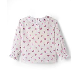 Babyhug Cotton Woven Frock & Full Sleeves Inner Tee With Floral Print & Bow Applique - Pink & White