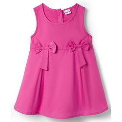 Babyhug Cotton Woven Frock & Full Sleeves Inner Tee With Floral Print & Bow Applique - Pink & White