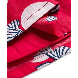 Babyhug Cotton Woven Half Sleeves Frock With Bow Print - Red