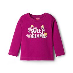 Babyhug Cotton Knit Full Sleeves T-Shirt & Pajama Night Suit with Sweet Dreams Print - Dark Pink