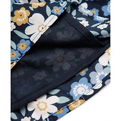 Babyhug 100% Cotton Woven Sleeveless Floral Printed Frock With Belt - Navy Blue