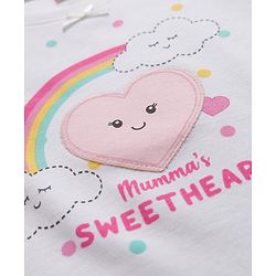 Babyhug Cotton Knit Full Sleeves Polka Dots Printed & Hearts Embroidered T-Shirt & Pyjama Night Suit - White & Pink