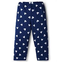 Babyhug Cotton Knit Full Sleeves Text & Hearts Printed T-Shirt & Pyjama Night Suit - Pink & Navy Blue