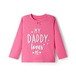 Babyhug Cotton Knit Full Sleeves Text & Hearts Printed T-Shirt & Pyjama Night Suit - Pink & Navy Blue