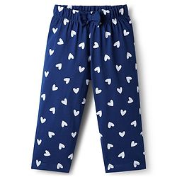 Babyhug Cotton Knit Full Sleeves Text & Hearts Printed T-Shirt & Pyjama Night Suit - Pink & Navy Blue