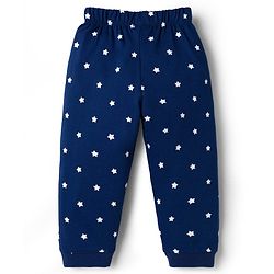 Babyhug Cotton Knit Full Sleeves T-Shirt & Pajama Night Suit with Text Print - Navy Blue