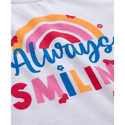 Babyhug Cotton Knit Full Sleeves T-Shirt & Pajama Night Suit with Always Smiling Print - Red & White