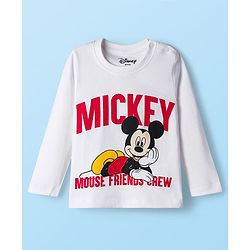 Babyhug Disney Single Jersey Knit Full Sleeves T-Shirt & Joggers Night Suit With Mickey Mouse Graphics - Multicolor