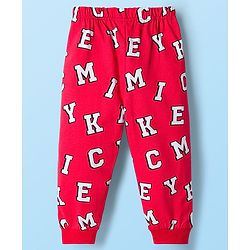 Babyhug Disney Single Jersey Knit Full Sleeves T-Shirt & Joggers Night Suit With Mickey Mouse Graphics - Multicolor