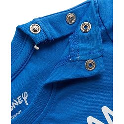 Babyhug Disney Single Jersey Knit  Half Sleeves T-Shirt & Cut & Sew Shorts Set with Mickey & Friend Front and Back Print - Blue & Black
