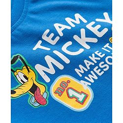 Babyhug Disney Single Jersey Knit  Half Sleeves T-Shirt & Cut & Sew Shorts Set with Mickey & Friend Front and Back Print - Blue & Black