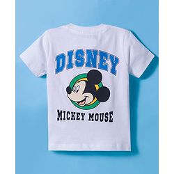 Babyhug Disney Single Jersey Knit Half Sleeves T-Shirt & Shorts Set with Mickey & Friend Front and Back Print - White & Yellow