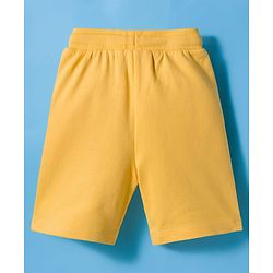 Babyhug Disney Single Jersey Knit Half Sleeves T-Shirt & Shorts Set with Mickey & Friend Front and Back Print - White & Yellow