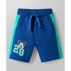 Babyhug Disney Single Jersey Knit Half Sleeves Cut & Sew Polo T-Shirt & Shorts Set with Mickey Mouse Graphics & Badge Detailing - Multiclour