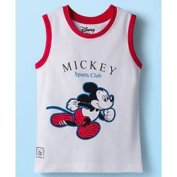 Babyhug Disney Single Jersey Knit Sleeveless T-Shirt & Shorts Set With Mickey Mouse Graphics - Multicolor