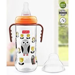 Babyhug Feeding Bottle with Handles, Orange -250 ml | Anti-Colic, Sterilizable | BPA-Free | Newborns & Toddlers | Leak Resistant | Easy Grip