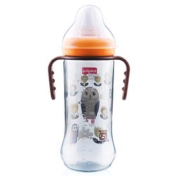 Babyhug Feeding Bottle with Handles, Orange -250 ml | Anti-Colic, Sterilizable | BPA-Free | Newborns & Toddlers | Leak Resistant | Easy Grip