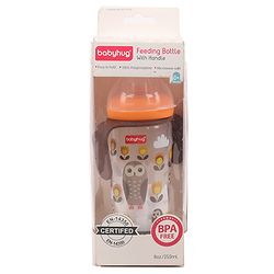 Babyhug Feeding Bottle with Handles, Orange -250 ml | Anti-Colic, Sterilizable | BPA-Free | Newborns & Toddlers | Leak Resistant | Easy Grip