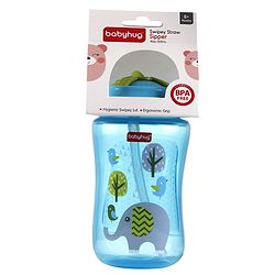 Babyhug Swipey Straw Sipper Elephant Print Blue - 300 ml