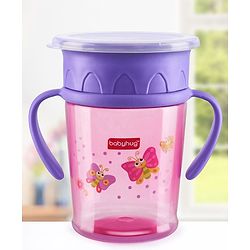 Babyhug 360 Degree Spill Proof All Round Sipper Pink & Purple - 360 ml | Spill Resistant | BPA Free | Soft Silicone | Dual Handle | EN Certified