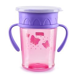 Babyhug 360 Degree Spill Proof All Round Sipper Pink & Purple - 360 ml | Spill Resistant | BPA Free | Soft Silicone | Dual Handle | EN Certified