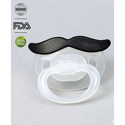 Babyhug Moustache Shaped Orthodontic Soother With Cover - Black | BPA Free | Non-Toxic | Soft Silicone | Lightweight | EN Certified