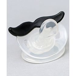 Babyhug Moustache Shaped Orthodontic Soother With Cover - Black | BPA Free | Non-Toxic | Soft Silicone | Lightweight | EN Certified