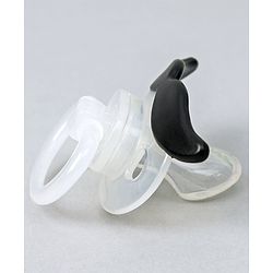 Babyhug Moustache Shaped Orthodontic Soother With Cover - Black | BPA Free | Non-Toxic | Soft Silicone | Lightweight | EN Certified