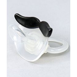 Babyhug Moustache Shaped Orthodontic Soother With Cover - Black | BPA Free | Non-Toxic | Soft Silicone | Lightweight | EN Certified