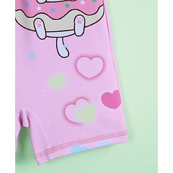 Babyhug Half Raglan Sleeves Legged Swimsuit with Animal Print - Pink