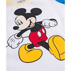 Babyhug Disney Single Jersey Knit Half Sleeves Cut & Sew T-Shirt & Shorts Set With Mickey & Friends Graphics & Badge Detailing - Multicolor
