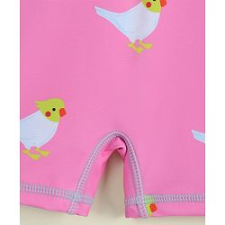 Babyhug Full Raglan Sleeves Legged Swimsuit with Parrot Print - Pink