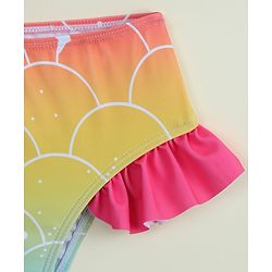 Babyhug Sleeveless Shells Printed Two Piece Swimsuit With Cap - Multicolour