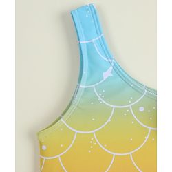 Babyhug Sleeveless Shells Printed Two Piece Swimsuit With Cap - Multicolour