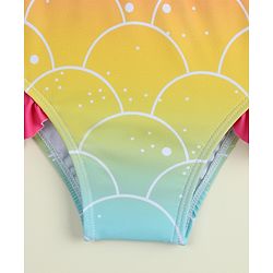 Babyhug Sleeveless Shells Printed Two Piece Swimsuit With Cap - Multicolour