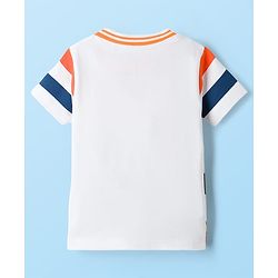 Babyhug Disney 100% Cotton Knit Half Sleeves T-Shirt With Mickey Mouse Graphic With Applique Bag - White