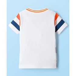 Babyhug Disney 100% Cotton Knit Half Sleeves T-Shirt With Mickey Mouse Graphic With Applique Bag - White