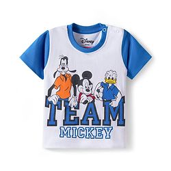 Babyhug Disney Single Jersey Half Sleeves Drop Sholuder T-Shirt with Mickey Mouse & Friends Graphic & Patch Pack of 2 - Multicolour