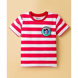Babyhug Disney Single Jersey Half Sleeves Drop Sholuder T-Shirt with Mickey Mouse & Friends Graphic & Patch Pack of 2 - Multicolour