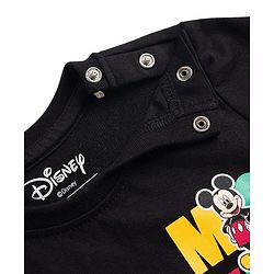 Babyhug Disney Single Jersey Knit Half Sleeves T-Shirt With Mickey Mouse Front & Back  Print - Black